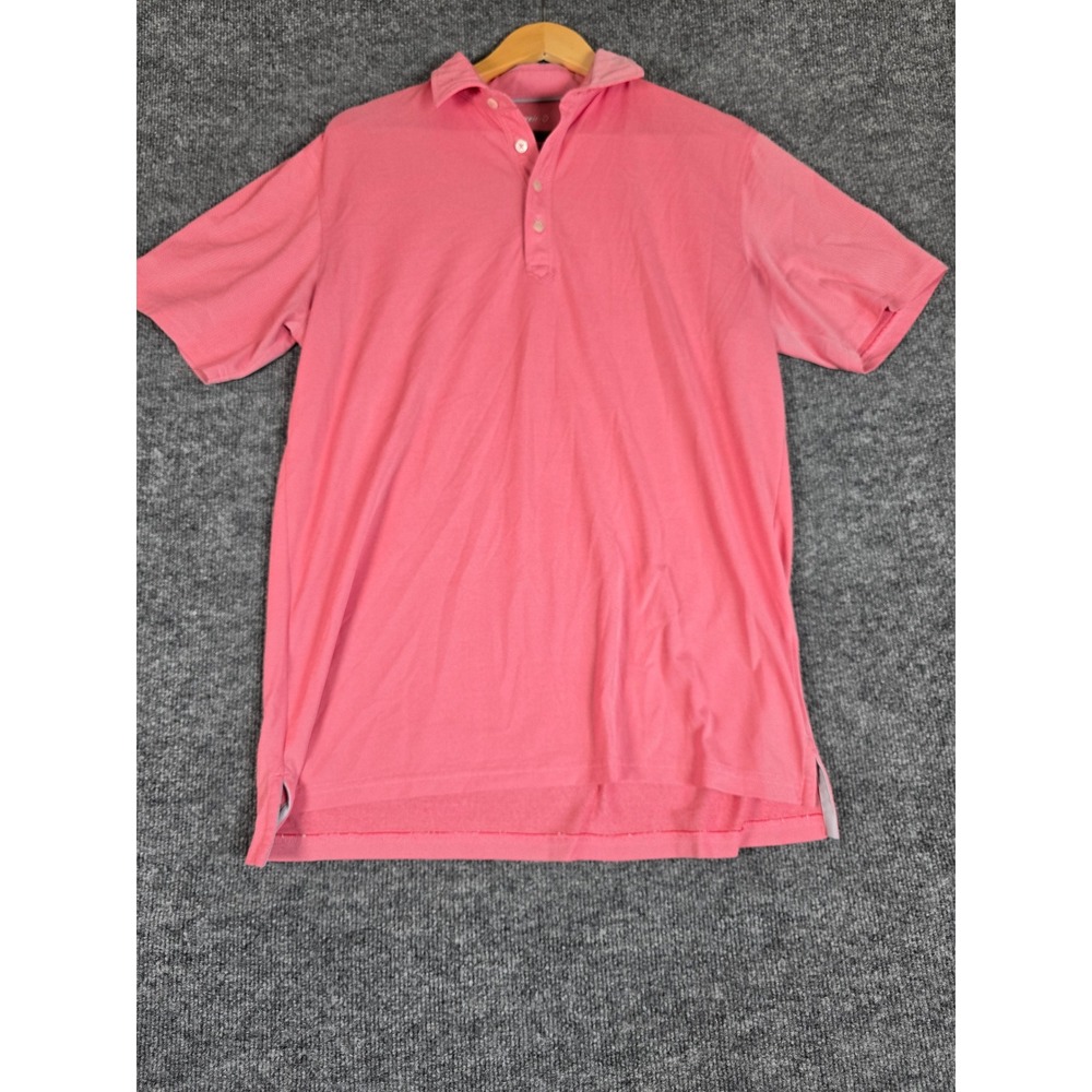 johnnie-O Pink Short Sleeve Collared Polo Shirt Men's Medium Polyester Spandex
